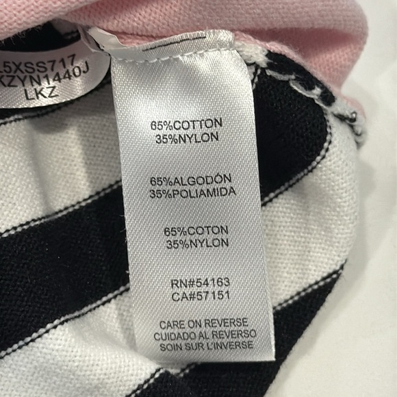 Karl Lagerfeld Paris Stripe Soft Lightweight Sweater Fabric Short Sleeve S - Picture 11 of 11